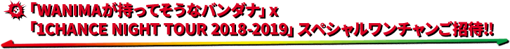 「WANIMAが持ってそうなバンダナ」x「1CHANCE NIGHT TOUR 2018-2019」スペシャルワンチャンご招待!!